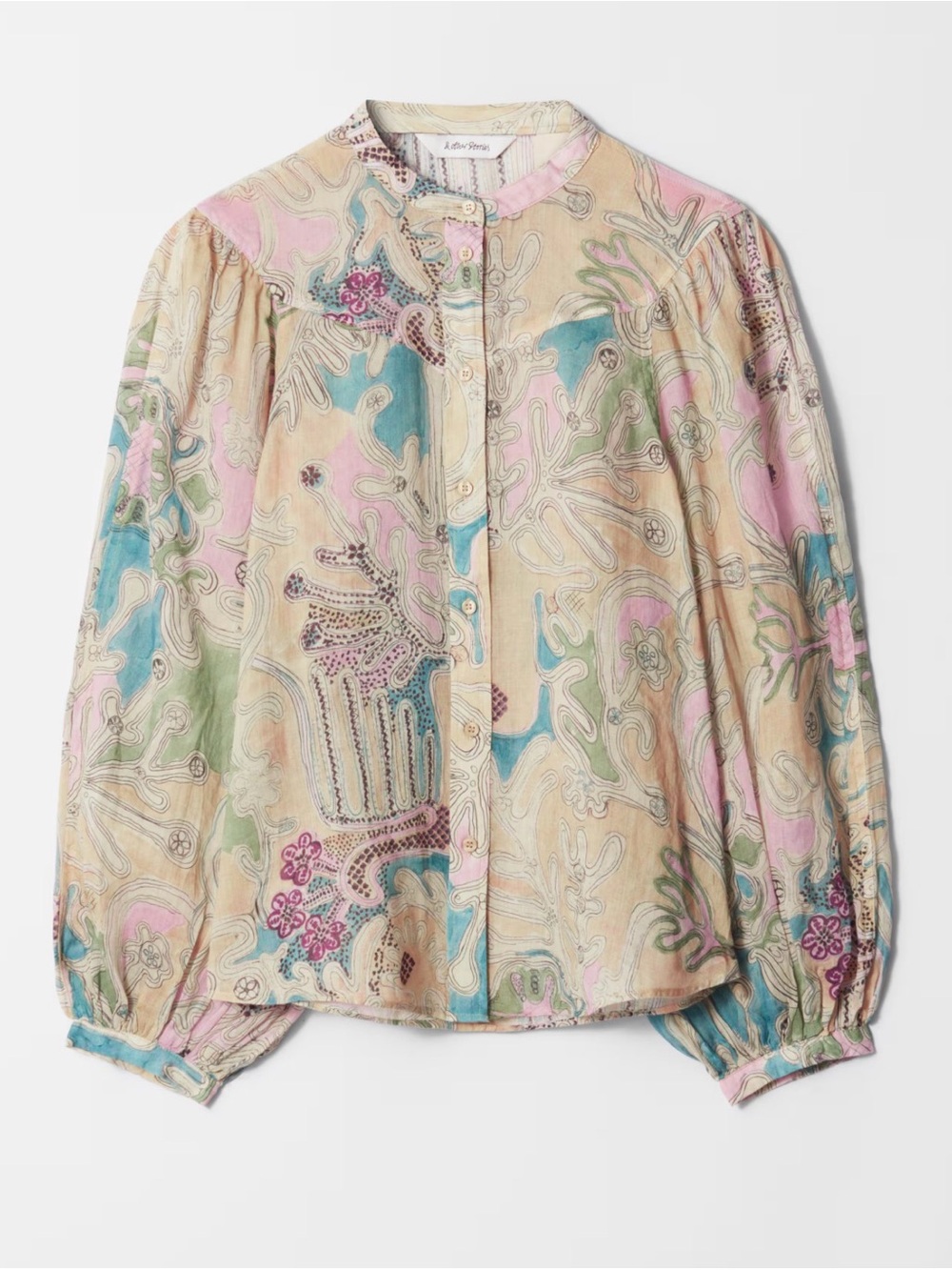 & Other Stories Blouse in Teal, Cream, Pink